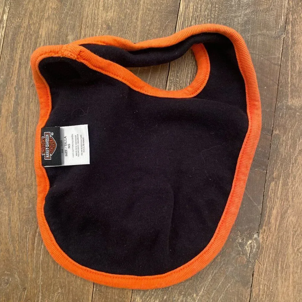 Baby Harley-Davidson Motorcycles Born And Raised Bib Size NS Black Orange